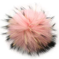 Whosale Big Round Fluffy Real Raccoon Fur Pompoms For Handbags Keychains and Knitted Beanie Cap Hats  Genuine Pompon Poms