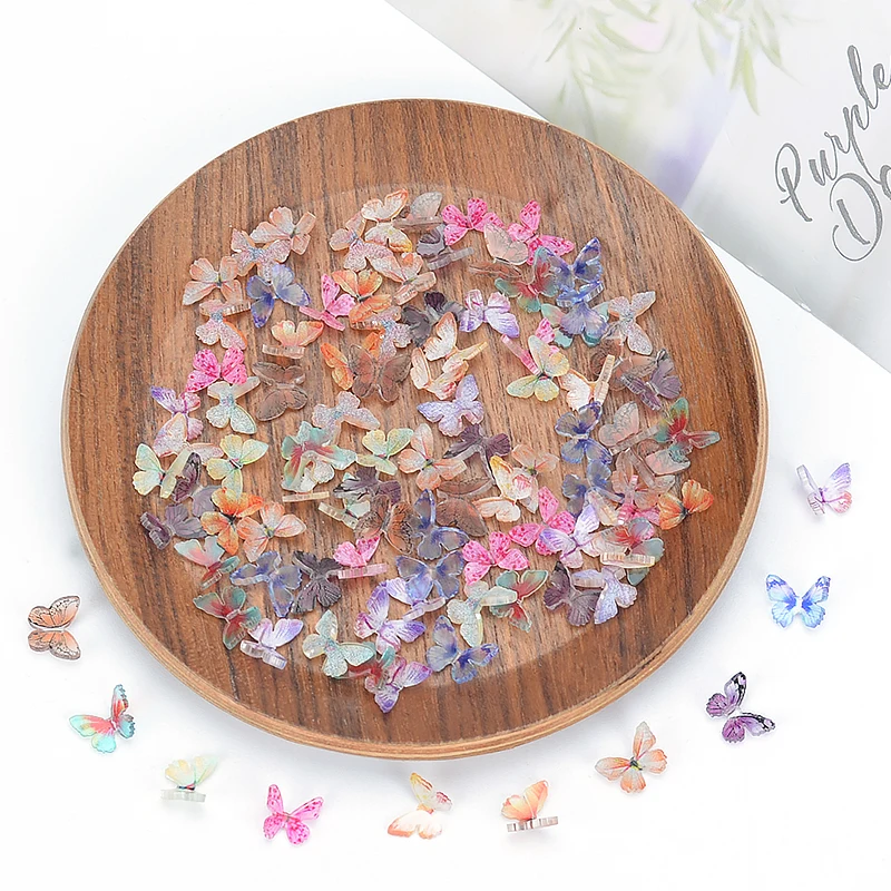 30 PCS 3D Colorful Butterfly Charm Nail Art Rhinestones Decoration Pixie Ornaments DIY Manicure AB Nails Accessories Supplies