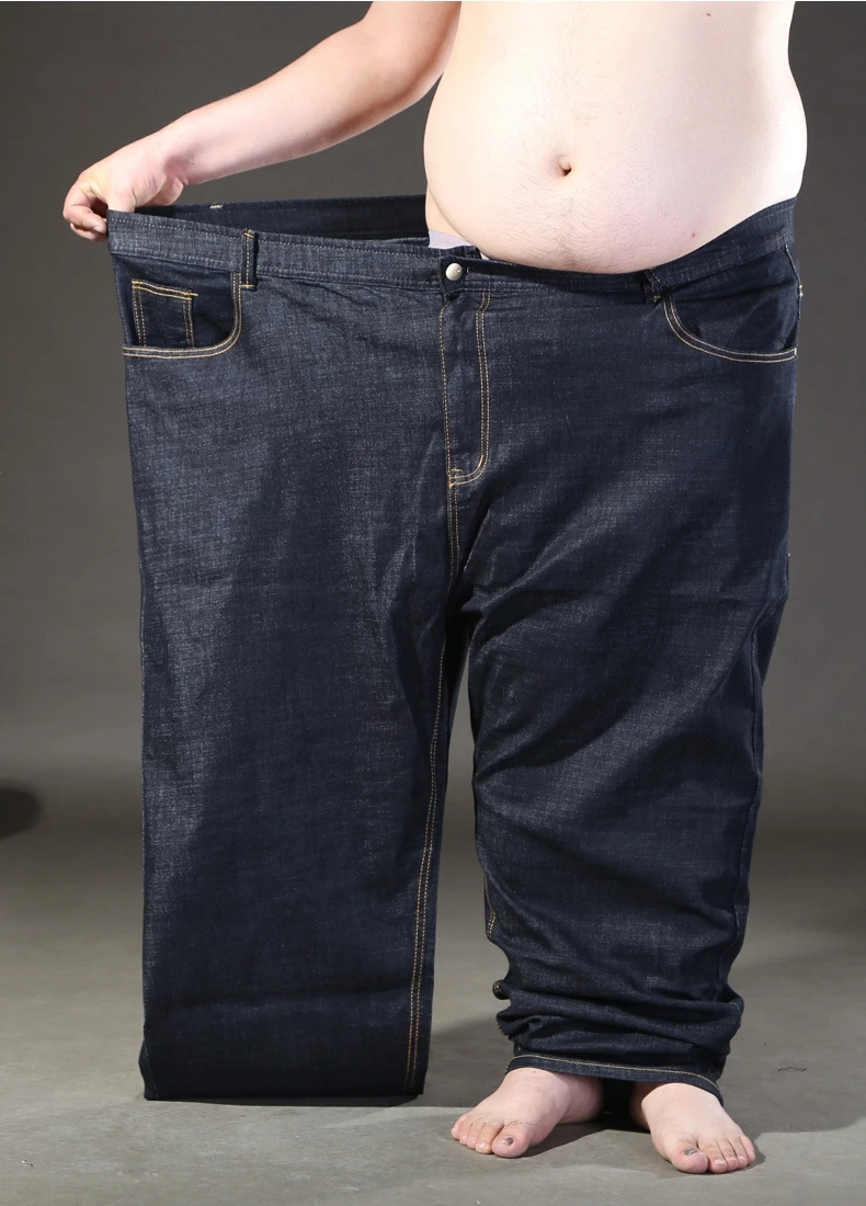 جينز كبير الحجم للرجال 11xl 12xl 13 14xl بنطلون بنطلون كبير الحجم 70 جينز مرونة سراويل قطنية مستقيمة كبيرة الحجم جينز أسود 68