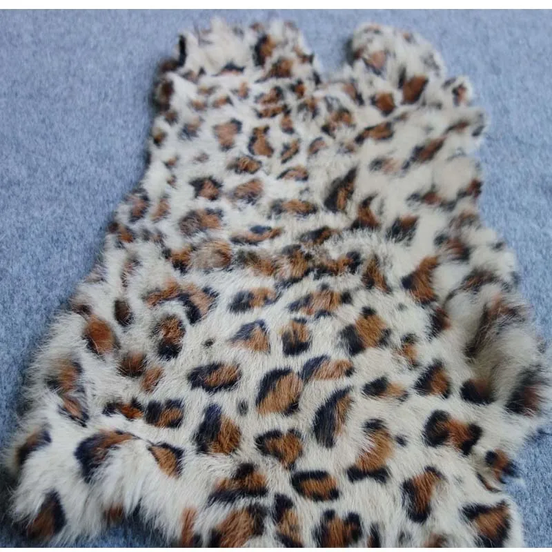 1 قطعة الطبيعة ريال الأرنب الفراء ليوبارد طباعة بيع بواسطة قطعة كاملة منفوش الأرنب الفراء والجلود ديكور للمنزل سهل التركيب الملابس اكسسوارات #3