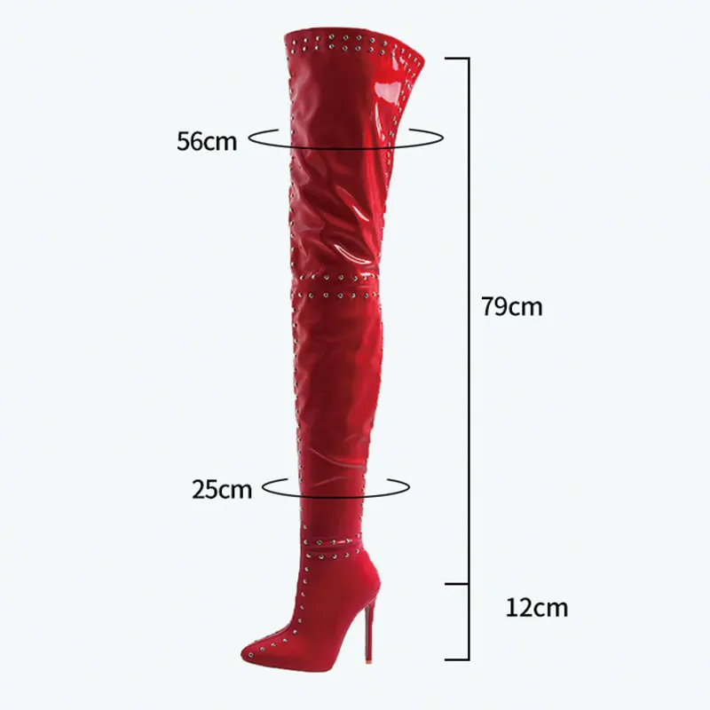 Lasyarrow Handmade Women Thigh High Boots Sexy Stiletto Heels Pointed Toe White Red Black Club Shoes Women over the knee boots