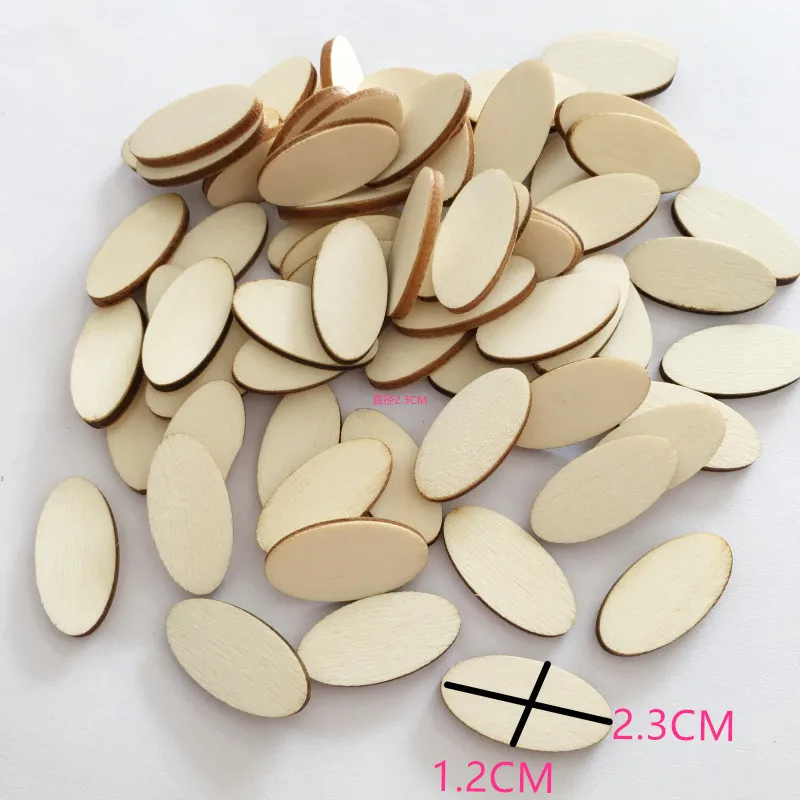 100PCS Unfinished Wood Oval Slices Natural Rustic Wooden Cutout Oval Wood Pieces Tag for DIY Craft Wedding Centerpiece Christmas