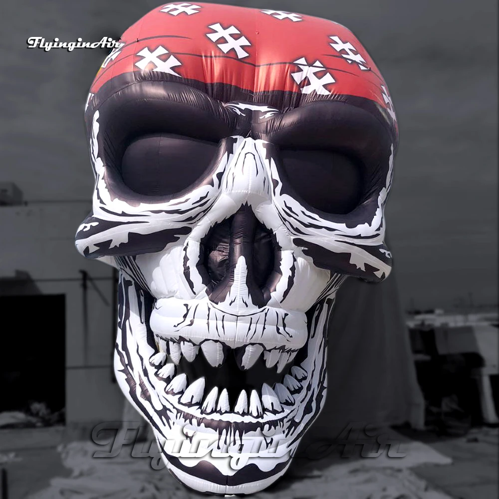 

Hanging Giant White Inflatable Pirate Skull Model Personalized Air Blow Up Head Bone For Halloween Carnival Stage Decoration