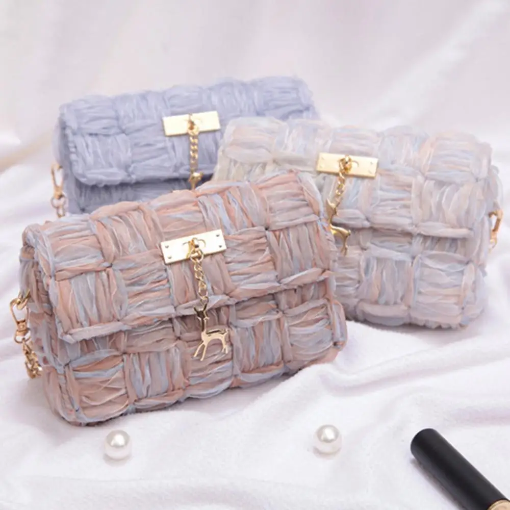 

Women's Handbags Solid Color Deer Design Ribbon Yarn Mesh Shoulder Bag Pouch Making Kit Hold Wallet