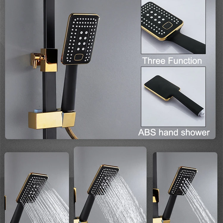 Digital Shower Set for Four Function Gold Thermostatic Shower System Rainfall Shower Head Copper Bath Faucet Digital Shower Sets