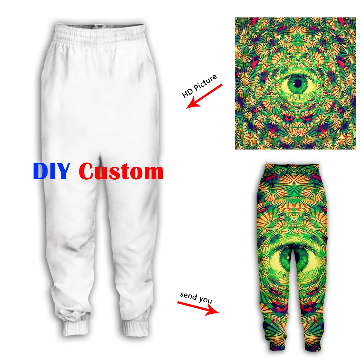 DIY Custom 3D Print Men Trousers Women Jogging Harajuku Casual Sweatpants Personalized Design Pattern Hip Hop Men's Pants