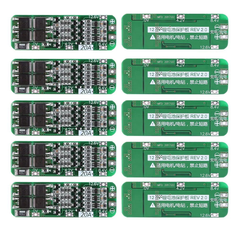 5PCS 3S 20A Li-ion Lithium Battery 18650 Charger battery Protection Board PCB BMS 12.6V Cell Charging Protecting Module diy kit
