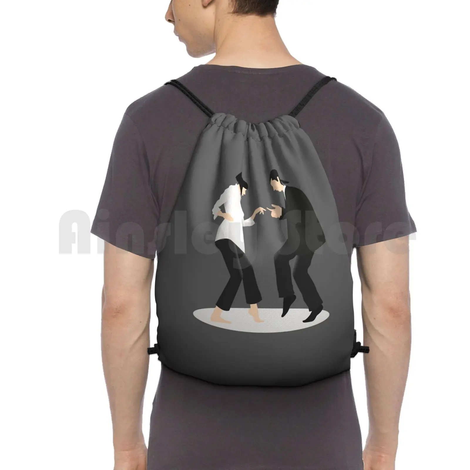 Pulp Fiction Dancing #2 Backpack Drawstring Bag Riding Climbing Gym Bag Pulp Fiction Films Movie Uma Thurman John Travolta