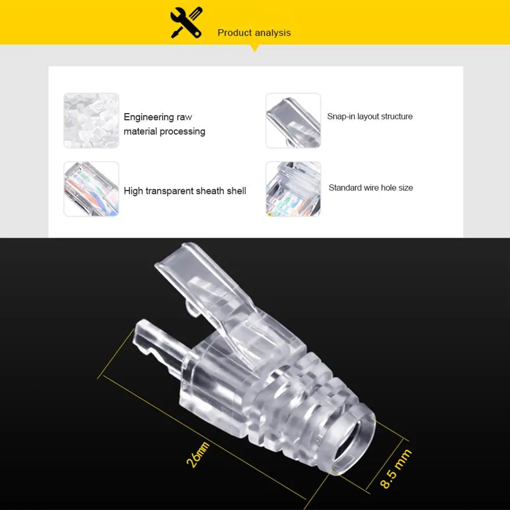 10 Pcs 2020 New CAT7 RJ45 Ethernet Network Cable Strain Relief Boots Cable Connector Plug Cover Cat7 Connector Protector