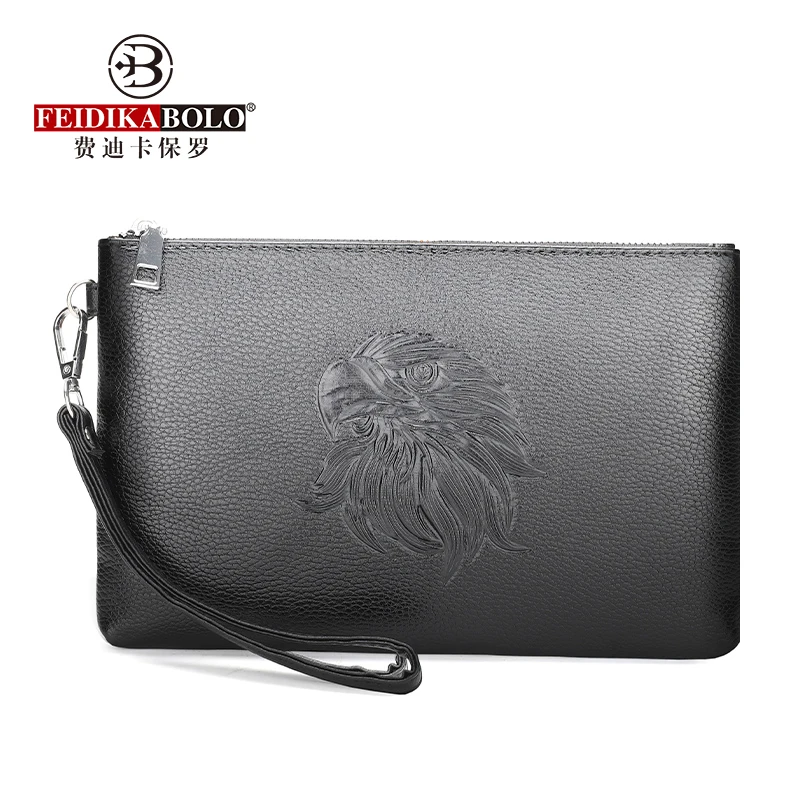 Black Brown Eagle Emboss PU Leather Man Day Clutch Bag 2023 Long Design Fashion Man Wallet Purse Business Male Mobile Cardholder