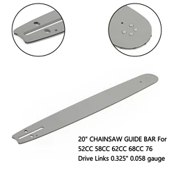 Areyourshop 20 inch CHAINSAW GUIDE BAR For 52CC 58CC 62CC 68CC 76 Drive Links 0.325