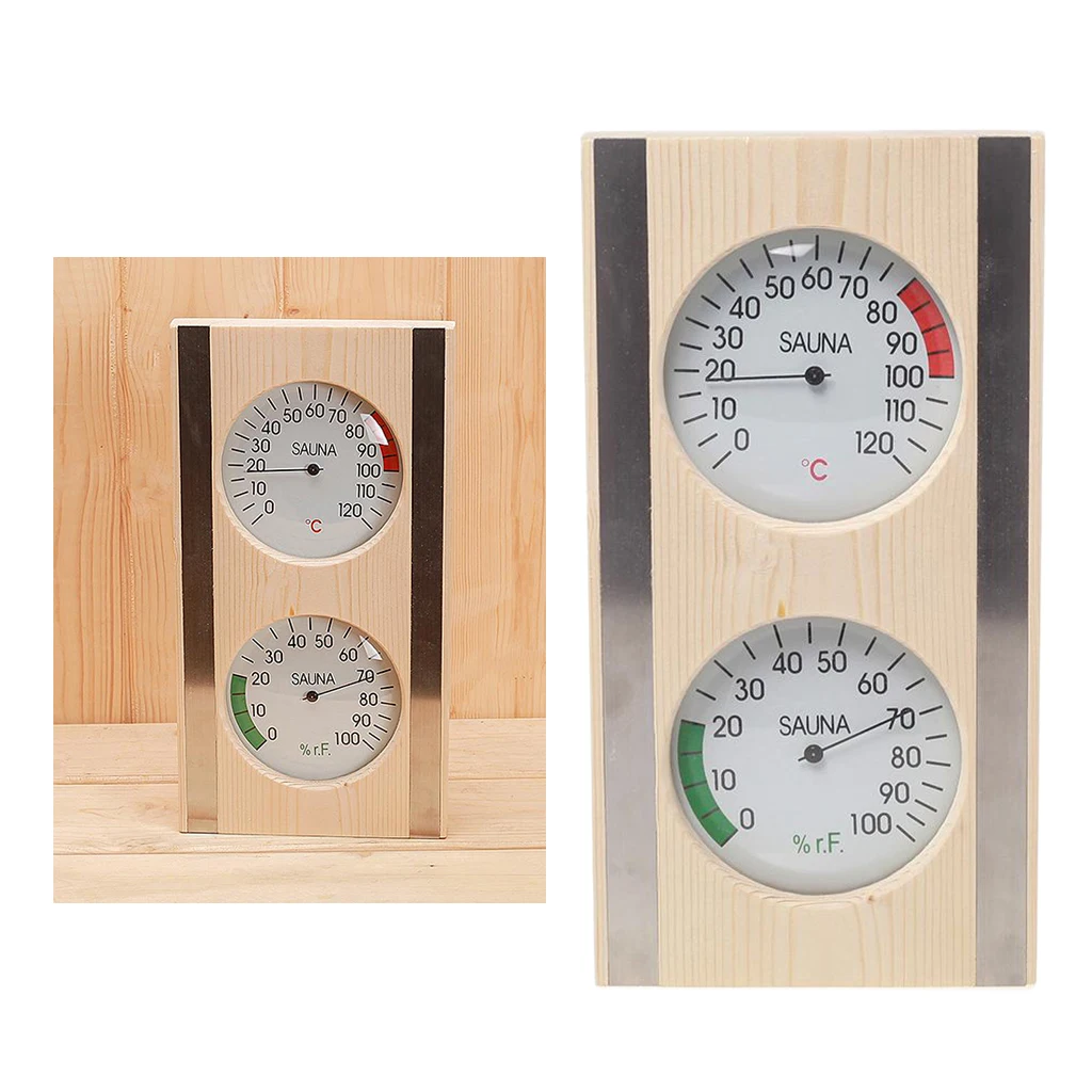 Sauna Thermometer&Hygrometer 2 in 1 Wood Hygrothermograph Sauna Room Accessories