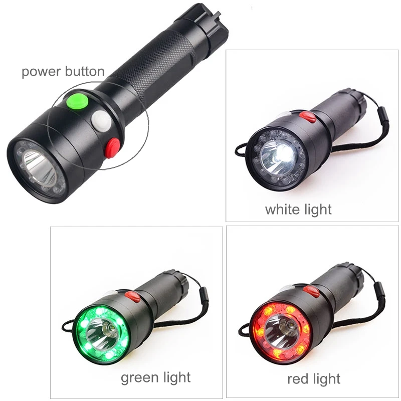 TMWT XPE-133 3W IP55 Rain-proof Led Work Indicator Semaphore Lights Flashlight，Tricolor Train Railway Signal Torch Light