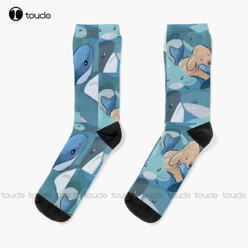 

Sleepy Sharks Socks Winter Socks Personalized Custom Unisex Adult Teen Youth Socks 360° Digital Print Hd High Quality