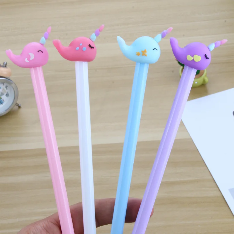 24 pcs Creative new cartoon narwhal black gel pen student learning stationery kawaii school supplies materiais escolares