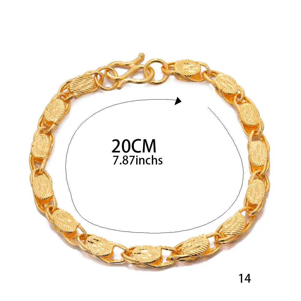 20CM Trendy Gold Color Men Bracelet Couple Middle East Dubai Hip Hop Bracelet For Man Women