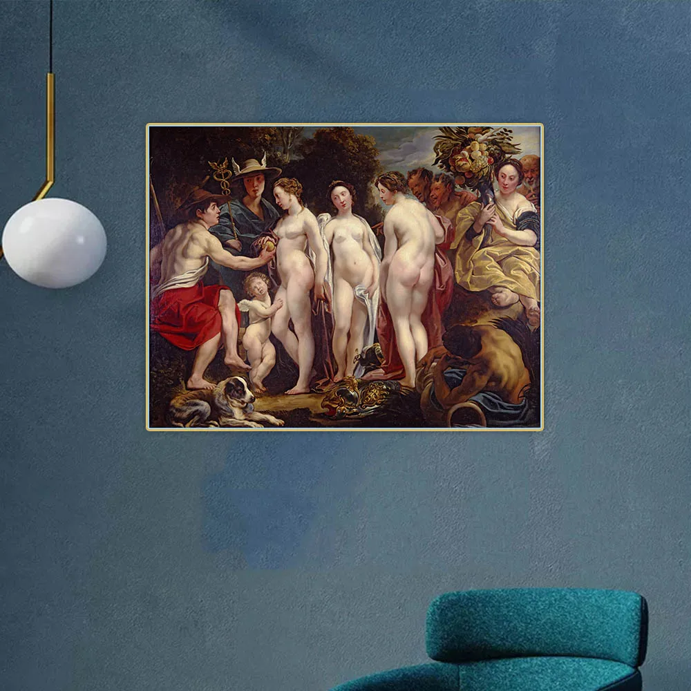 Jacob Jordaens《The Judgment of Paris》Canvas Oil Painting Artwork Aesthetic Picture Poster Wall Hanging Decor Home Decoration