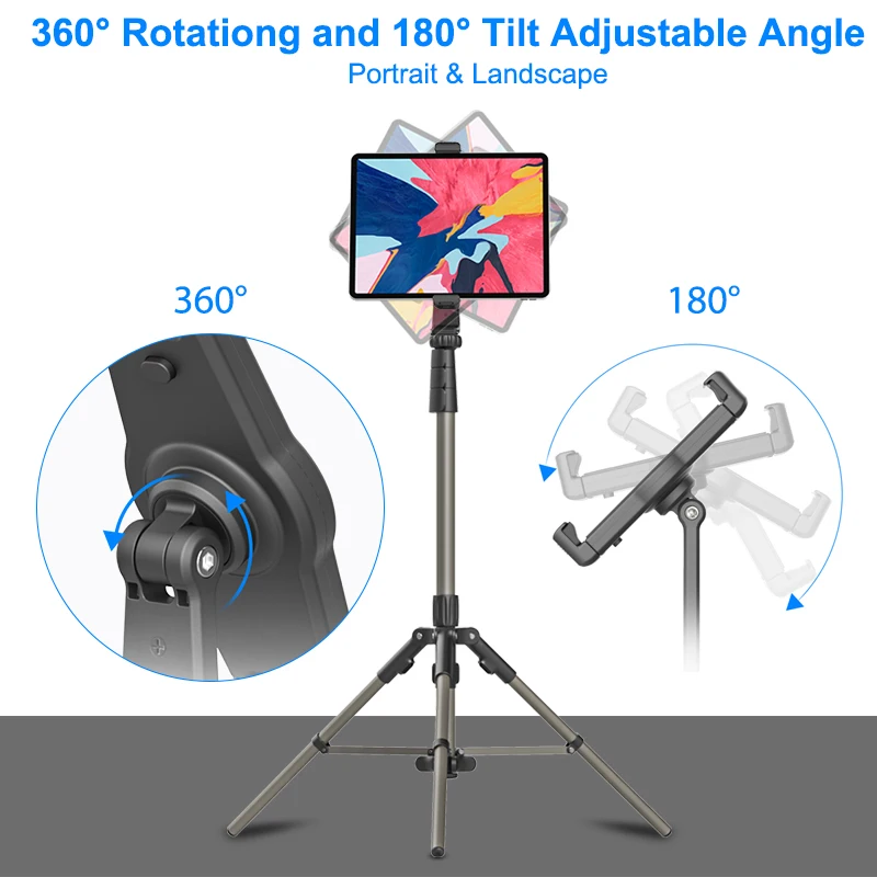 Suporte universal para tablet ulanzi, suporte com ajuste de inclinação 360 ° para ipad mini air pro iphone galaxy vlog