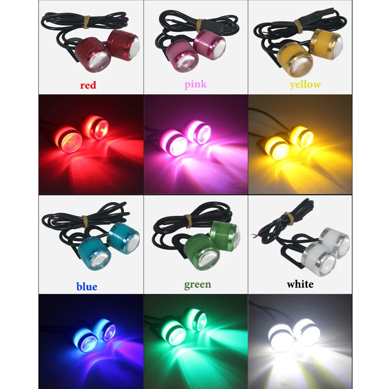 2pcs 3led Eagle Eye Lamp DRL Daytime Running Lights for Motorcycle Signal Light Flashing Tail Lights Warning Car Driving Lights - view 2