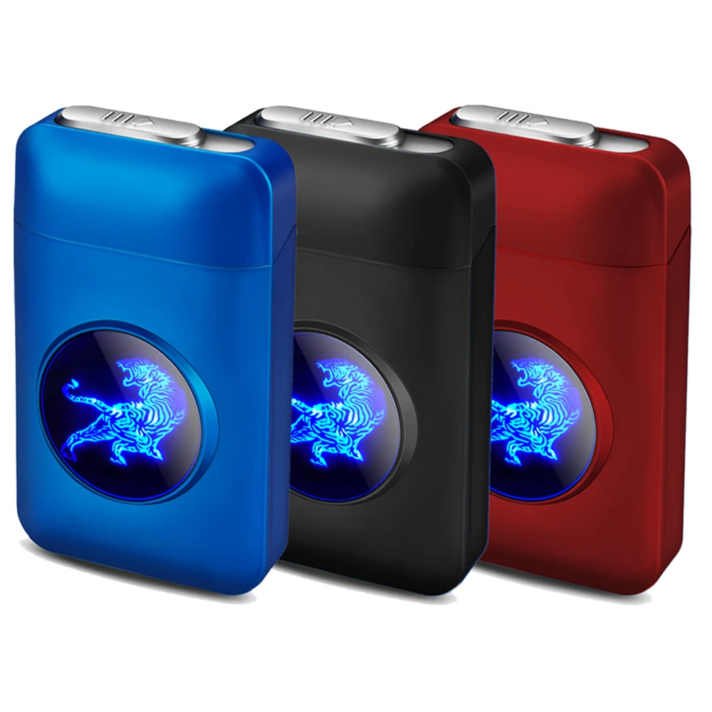 

Electronic Lighter with Cigarette Case, USB Electric Creative Lighter, LED Display, Cool Unusual Tungsten Lighters, Wolf