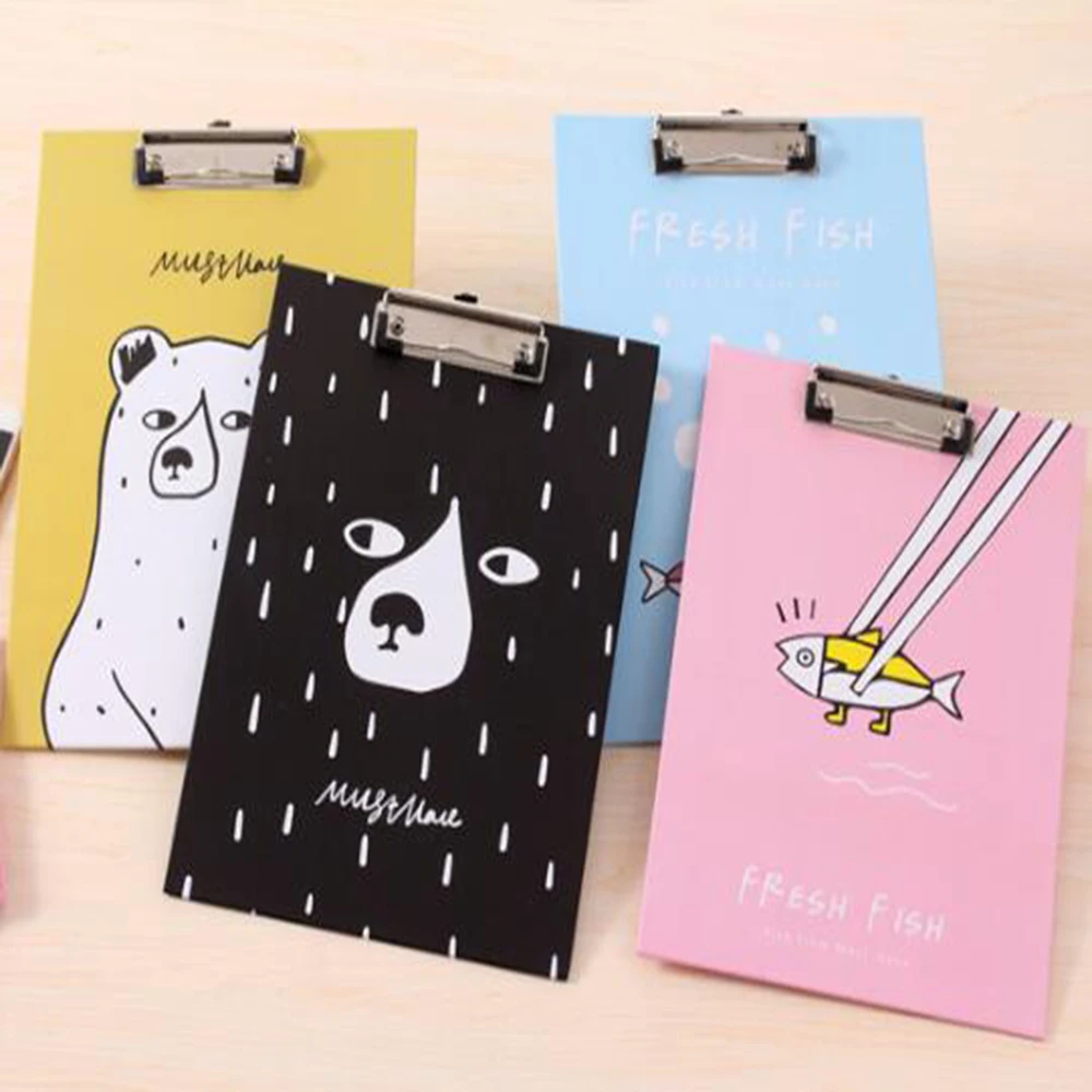 

XRHYY 1Pcs A4 Cute Pattern File Folder Clipboard Folder WordPad Vertical Writting Board School Stationery Office Supplies