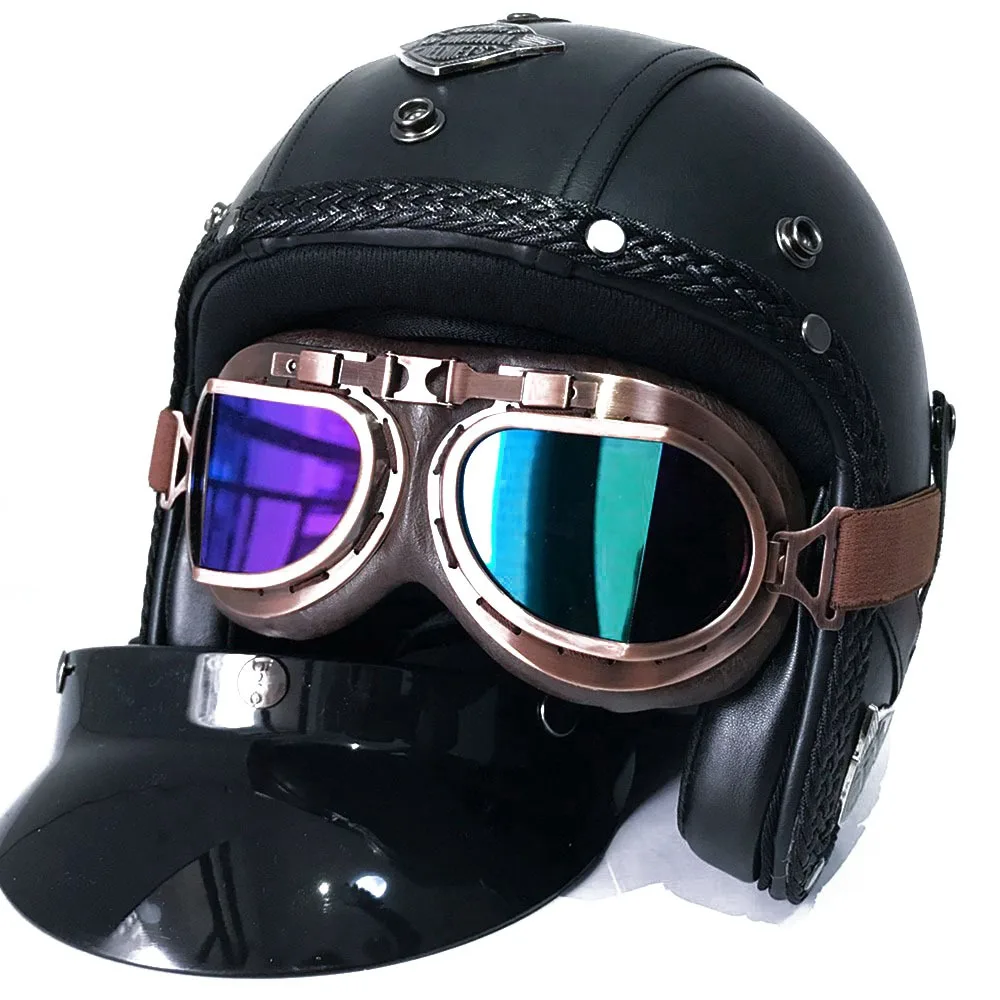 Retro Motorcycle Helmet For Full Face Moto Motocross Helmet Open Face Vintage Motorbike KTM Scooter Racing Chopper Pilot