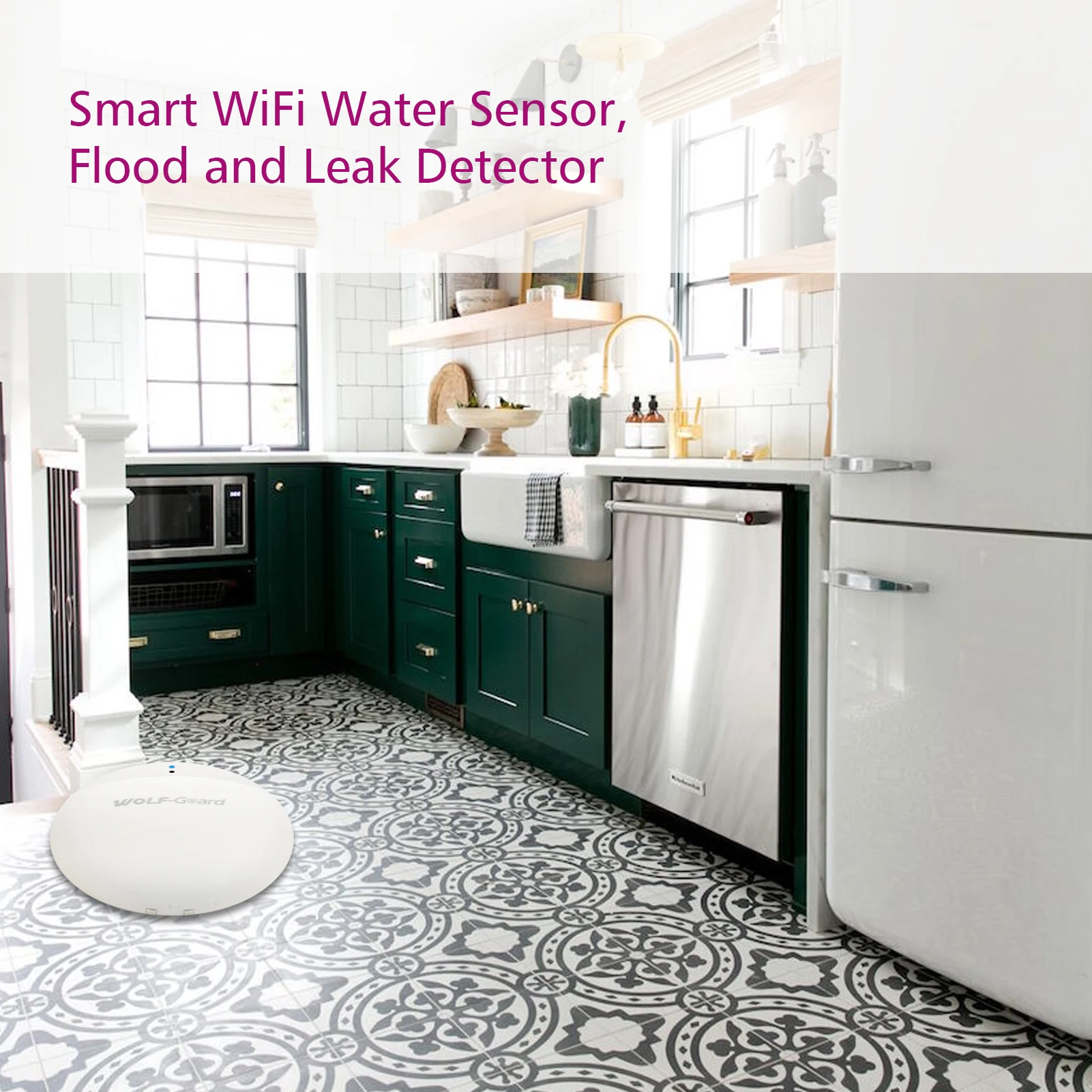 Wolf Guard SR-W04 Smart Wireless Wi-Fi Water Leak Detector with Alarm Notification Tuya Smartlife App Alexa Google