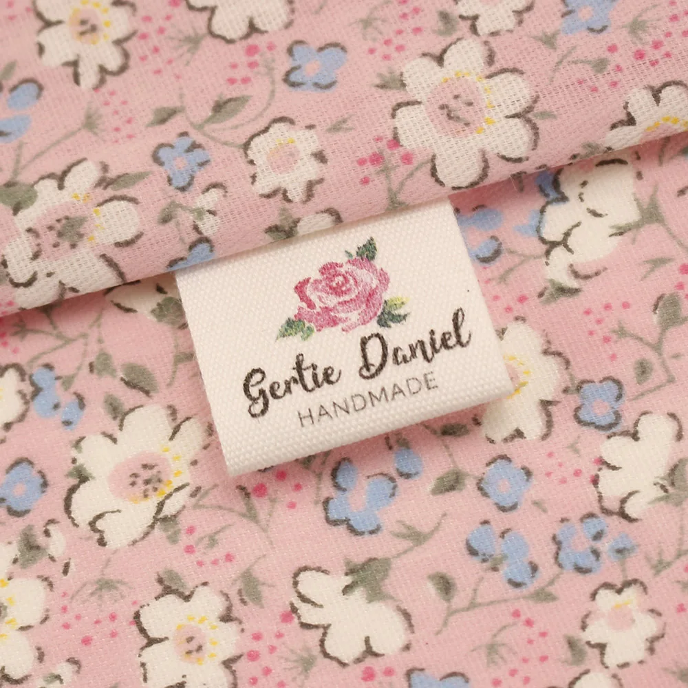 Handmade Cotton Fabric Sewing Label for Wevers, Personalized Brand, Folding Tag, Flower Brand, Mother's Day Gift, MD5009