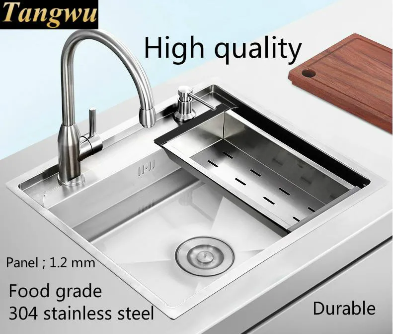 Free shipping Apartment mini wash vegetables high capacity kitchen manual sink single trough 304 stainless steel 580x490 MM