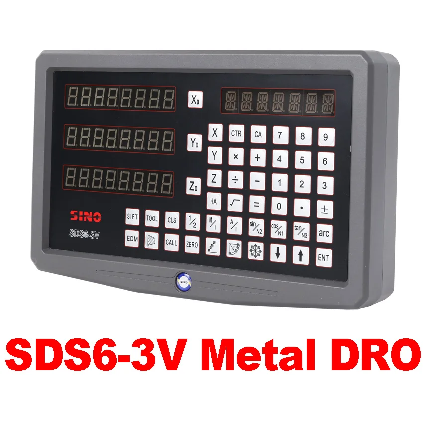 Metal SDS6-3V Dro Set Sino Display and 3PCS 5U KA300 Linear Scales YHSINO Glass Rulers Optical Lines 120MM to 1020MM