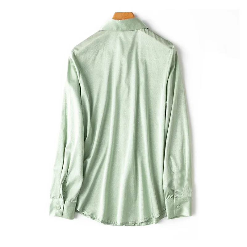 SuyaDream Women Silk Shirts 92%Silk 8%Spandex Turn Down Collar Herringbone Blouse Shirt 2022 Autumn Office Chic Top