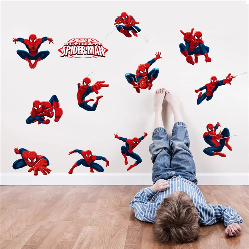 disney spiderman wall stickers for kids rooms nursery home decor cartoon marvel hero wall decals pvc posters diy mural art