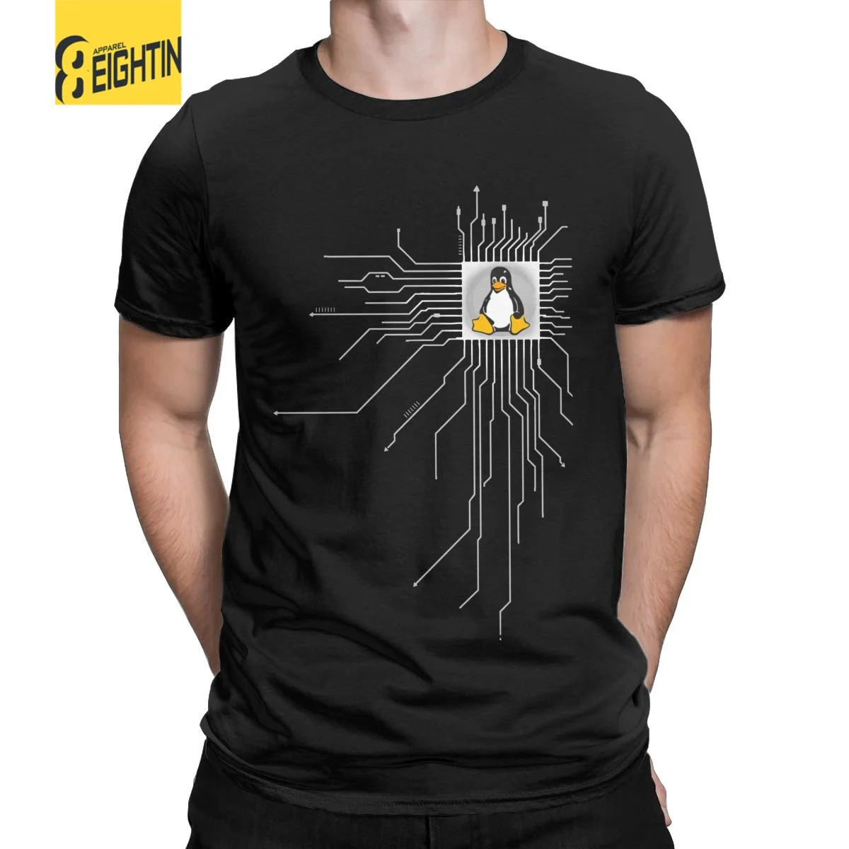 Penguin Pc Nerd Core Cpu Linux T-Shirts Men Computer System Funny Pure Cotton Tee Shirt Crewneck Short Sleeve T Shirts Clothing