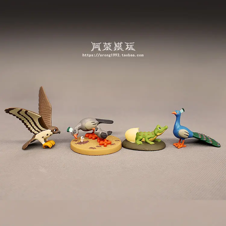 Cartoon Wild Animal Model Eagle Eggshell Crocodile Peacock Food Plate Fairy Garden Miniature Decor Action Figures Figurine Toys