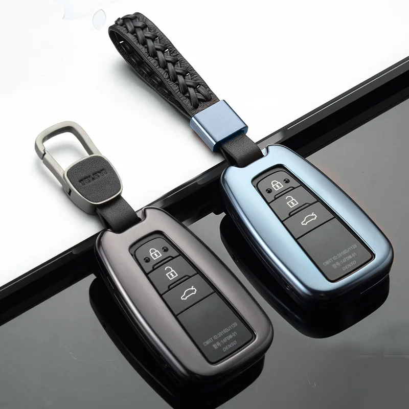 Car Aluminium Alloy Key Holder Cover Case Shell For Toyota Camry Corolla C-HR CHR Prado RAV4 Prius  2018 2019 2020 2/3/4 Buttons