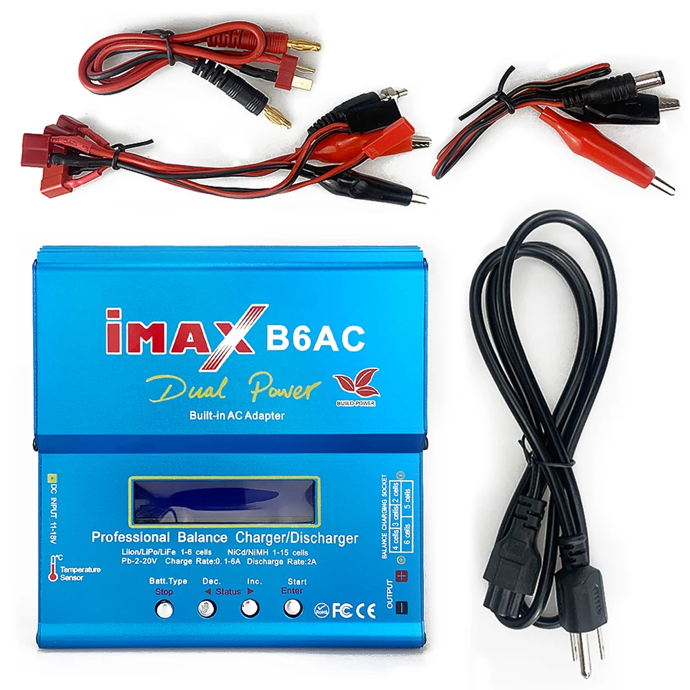 

iMAX B6AC RC Charger 80W 6A Dual Channel Balance Charger Digital LCD Screen Li-ion Nimh Nicd 1S-6S LiPo Battery Discharger