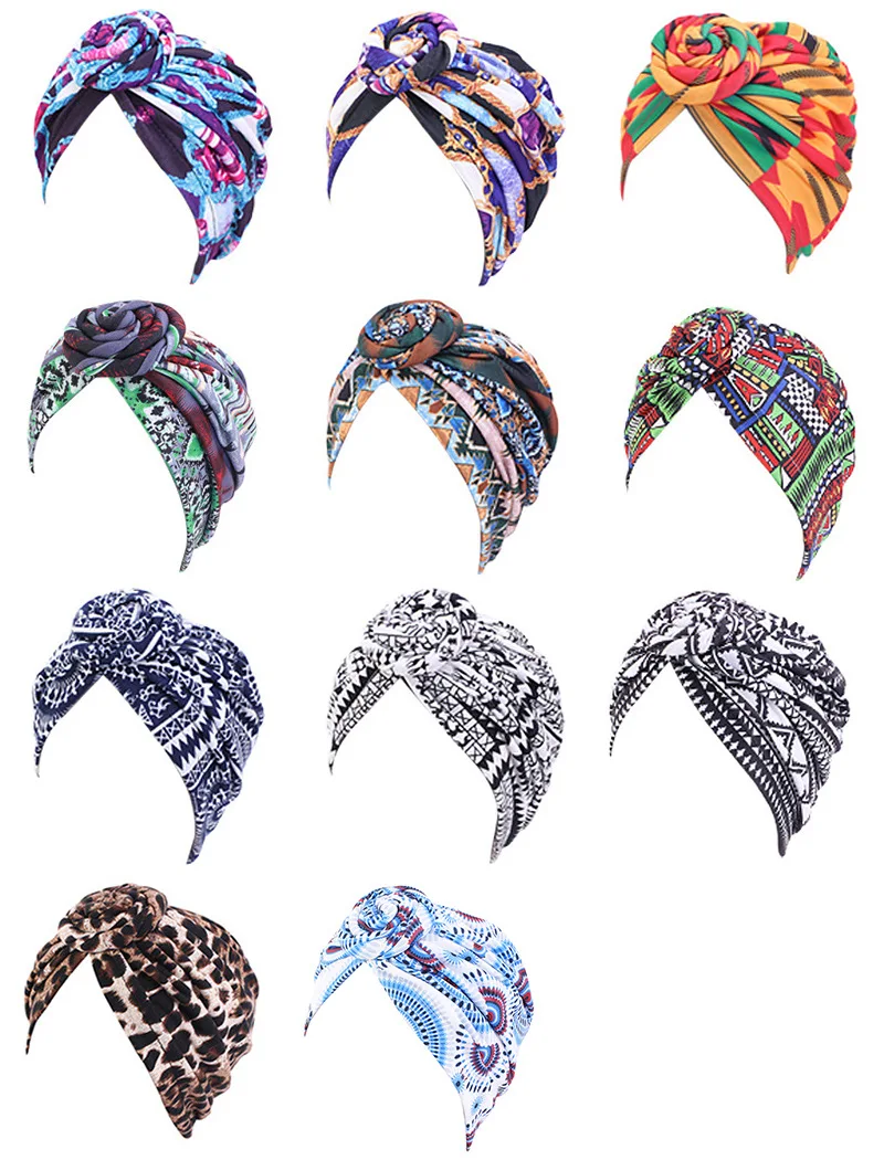 New fashion Women Turban African Pattern Print Turban Hats headscarf Headwrap Bandana Headwear Hair Accessories