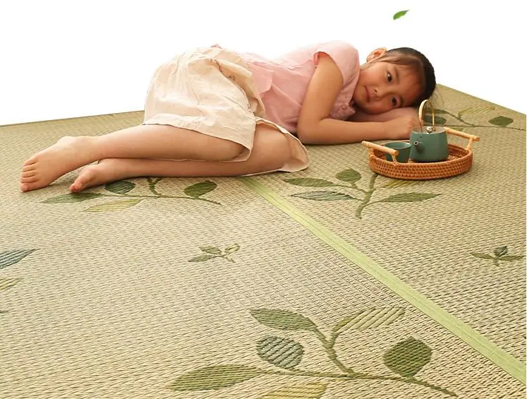 Modern Straw Rush Grass Floor Area Rug Tatami Childrens Play Carpet Kids Room Mattress Portable Oriental Toddler Crawling Carpet