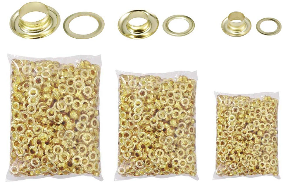 1000pcs Grommet Kit Metal Eyelets 3mm/4mm/5mm/8mm/10mm/12mm/14mm/17mm With Washer For Curtains Leather Canvas Belt Silver Gold