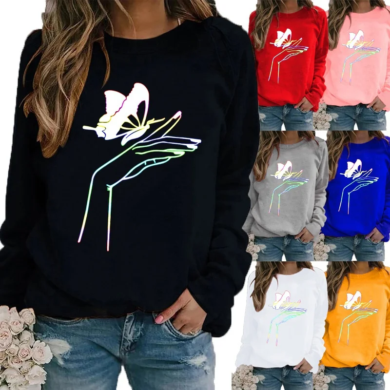 

Women's Winter Fashion Printed Round Neck Pullover Comfortable Sports T-shirt Plus Size Casual Long Sleeve Tops Sweatshirt