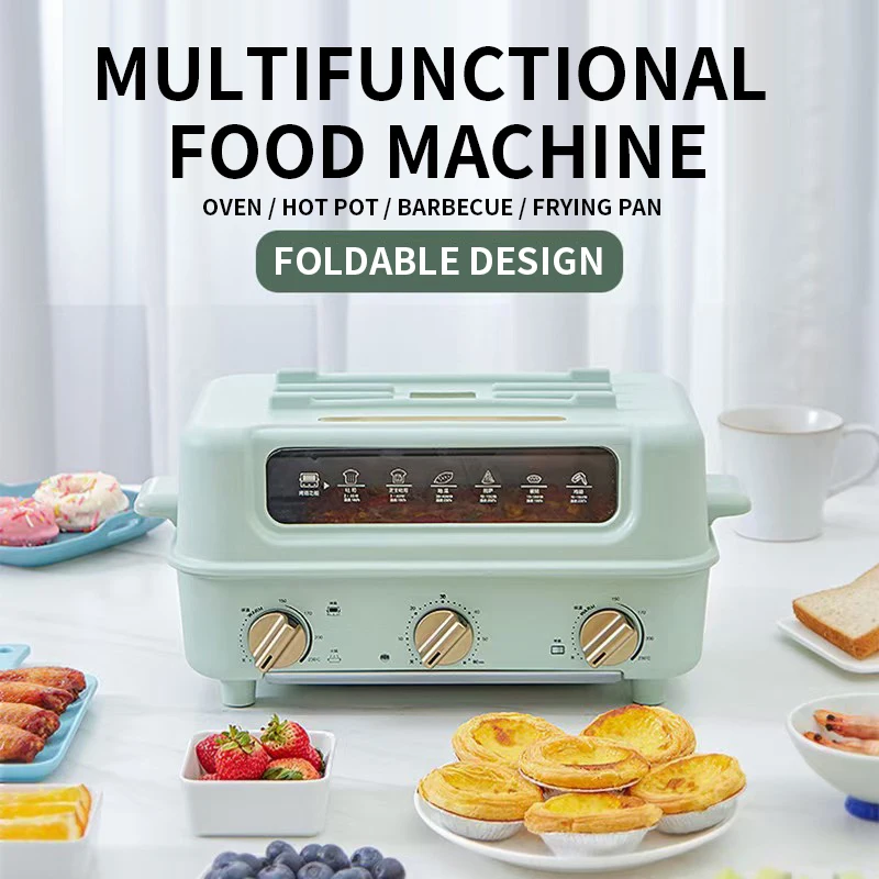 1600W Electric Oven Electric Hot Pot Barbecue Machine Multifunctional Cooking Machine Foldable Design