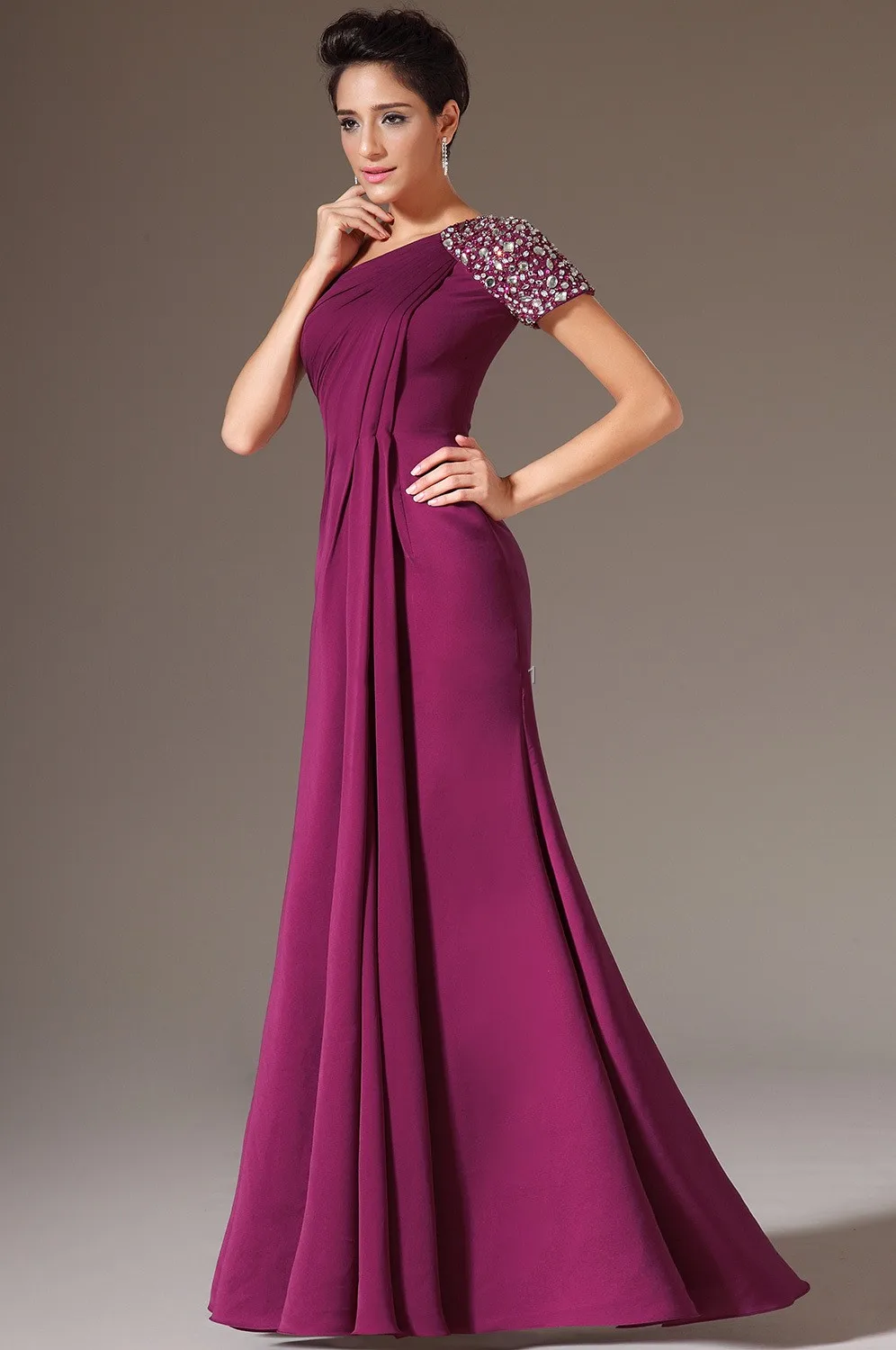 Gorgeous Purple One Shoulder Chiffon Formal Evening Dresses 2024 Long Beads Prom Party Gown Vestido De Festa