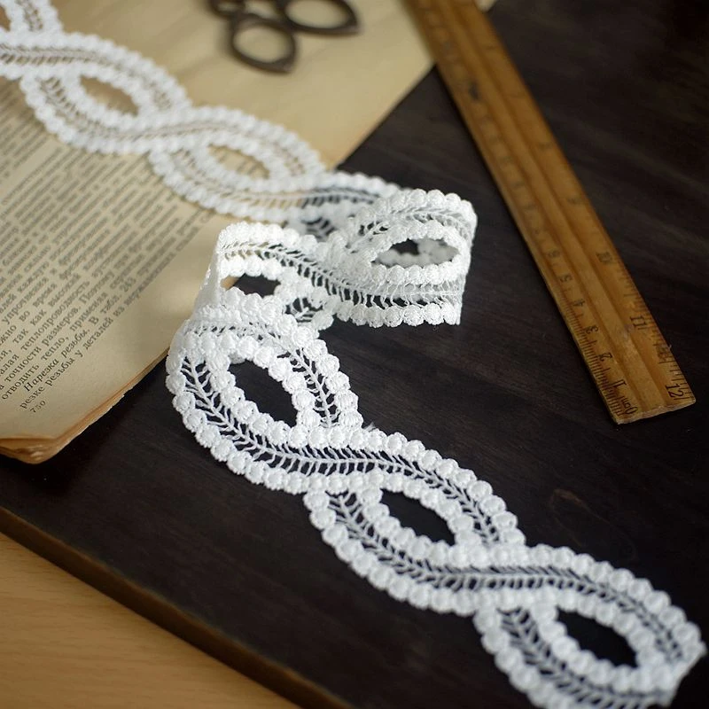 4CM Wide White Black Cotton Embroidery Ribbon Dress Guipure Lace Fabric Edge Trim DIY Garment Curtains Sewing Trimmings Decor