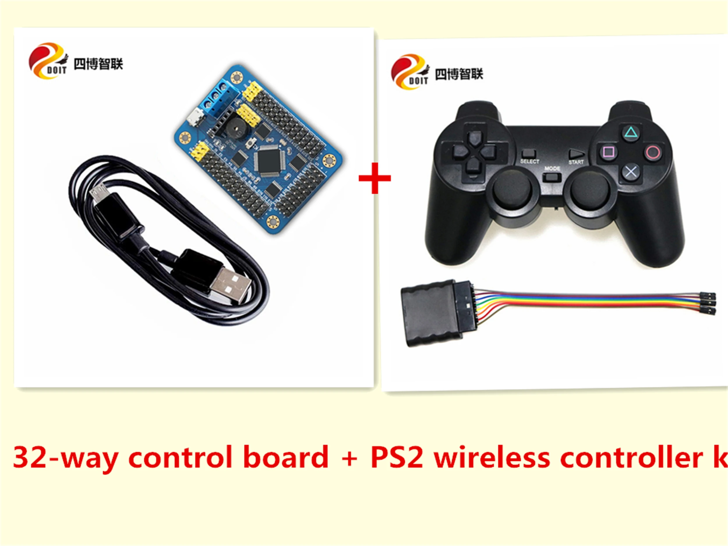 SZDOIT 32-weg Servo Control Board + PS2 Draadloze Controller Ontvanger Kit RC Robot Servo Controller Onderdelen voor Arduino