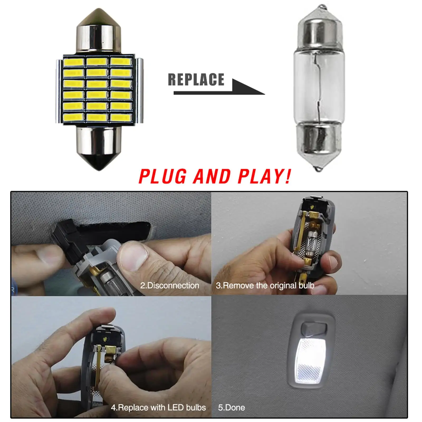 Canbus For Hyundai Santa Fe ix35 Solaris Elantra Tucson Accent Kona Getz LED Interior Reading Dome Ceiling Map Light Lamp Bulbs