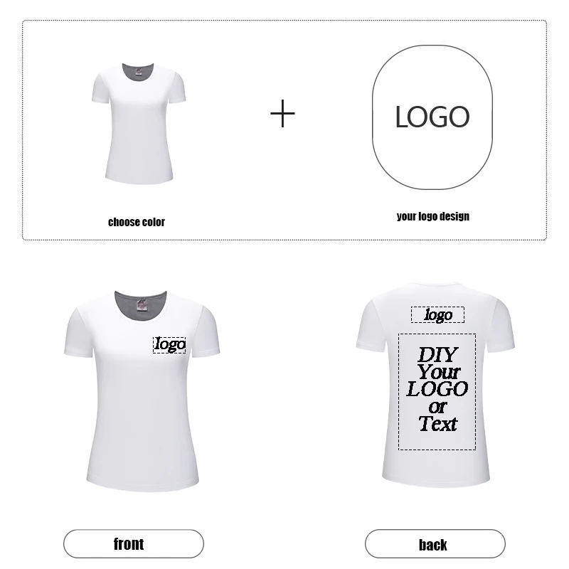 Moda novo produto high-end modal material branco camiseta senhoras high-end personalizado logotipo impressão texto da marca