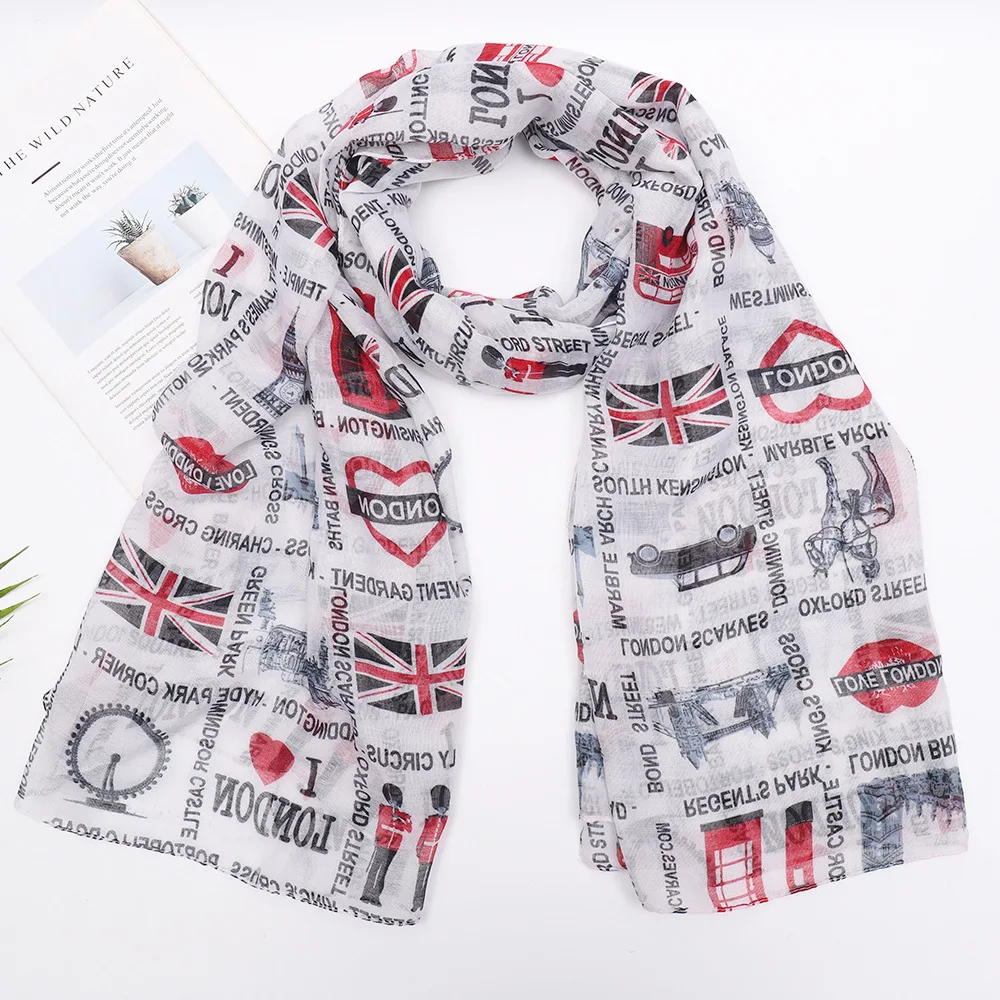 Hot Sale Fashion Green Park Print Scarf Shawls London Bus UK Flag Pattern Scarves Wrap Hijab 95x180cm 3 Color Free Shipping