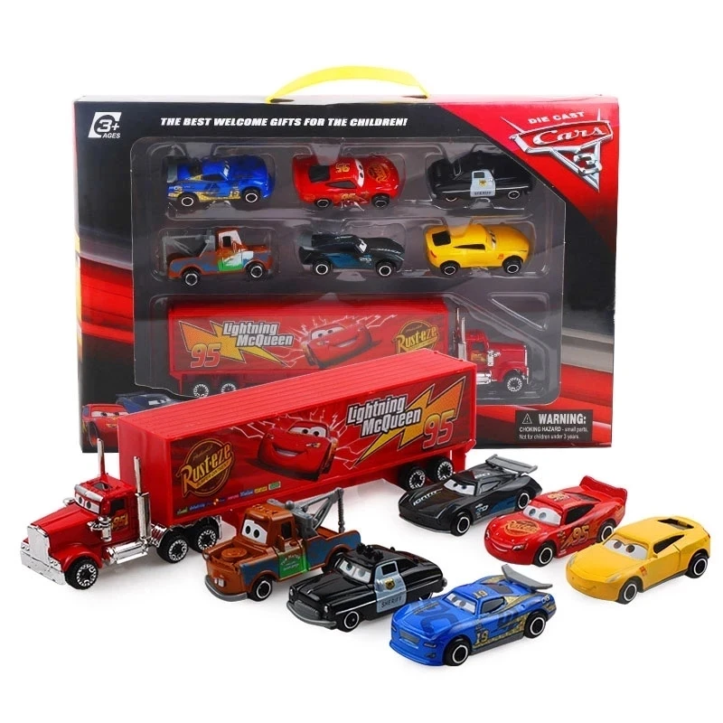 6-7pcs/Set Disney Pixar Car 3 Lightning Mcqueen Uncle Truck Jackson Storm 1:55 Diecast Metal Car Model Toys Kids Boy Xmas Gifts