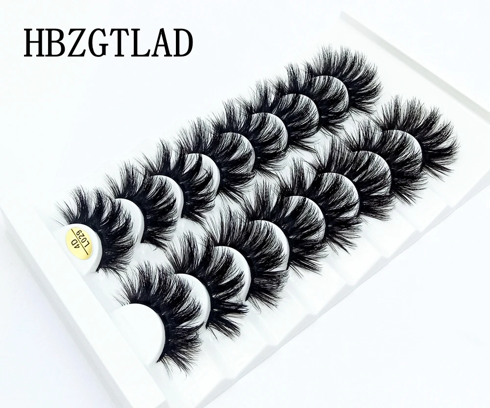 HBZGTLAD 8 Paare 25 mm lange 3D-Nerzwimpern, natürliche, lange, künstliche Wimpern, dramatisches Volumen, falsche Wimpern, Make-up-Verlängerungswimpern – Detail 24