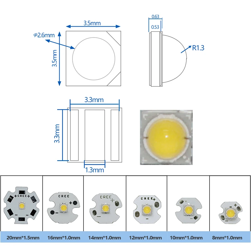 10PCS 1W 3W perline LED XPE ad alta potenza 3535 Chip diodo SMD bianco neutro 4500K sostituire XP-E2 XPG2 per torcia Biycle